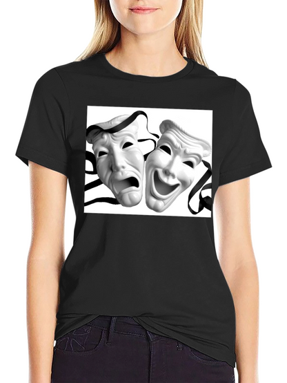 Comedy Tragedy Mask Graphic Tee - Unisex Black T-Shirt