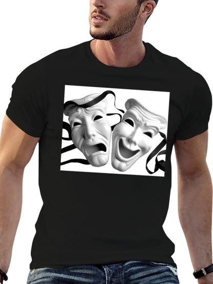 Comedy Tragedy Mask Graphic Tee - Unisex Black T-Shirt