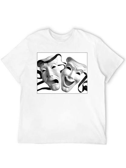 Comedy Tragedy Mask Graphic Tee - Unisex Black T-Shirt