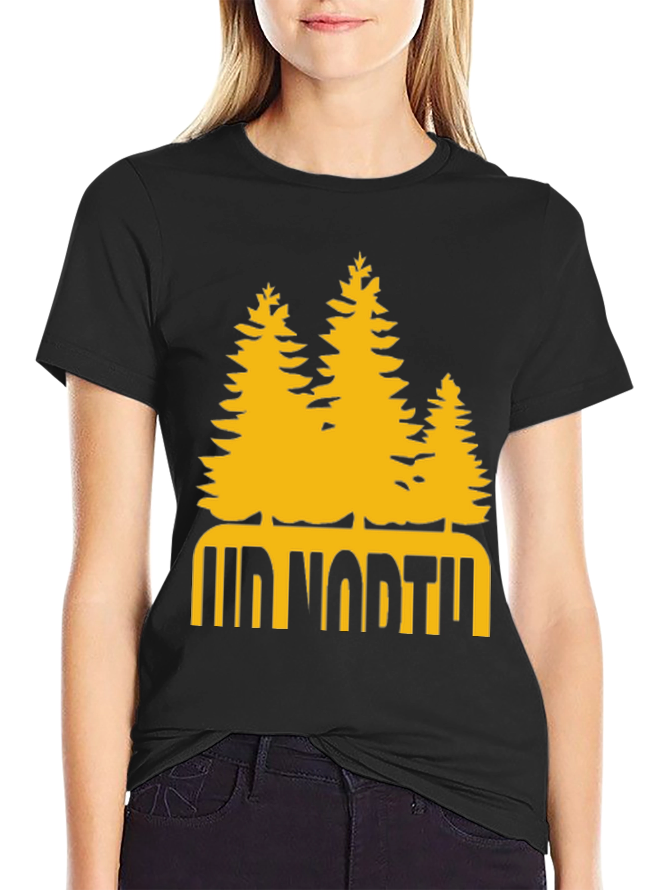 Up North Trees Graphic T-Shirt - Black