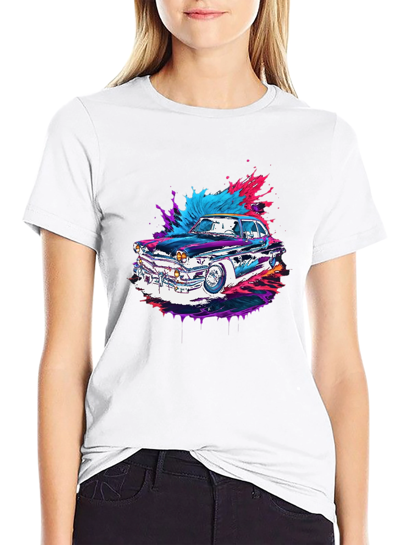 Classic Car Graphic Tee - Black Cotton Comfort