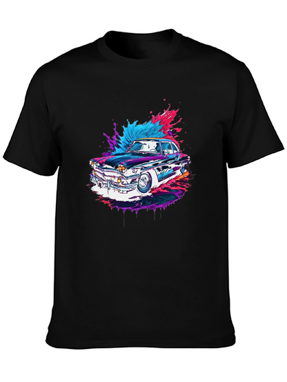 Classic Car Graphic Tee - Black Cotton Comfort