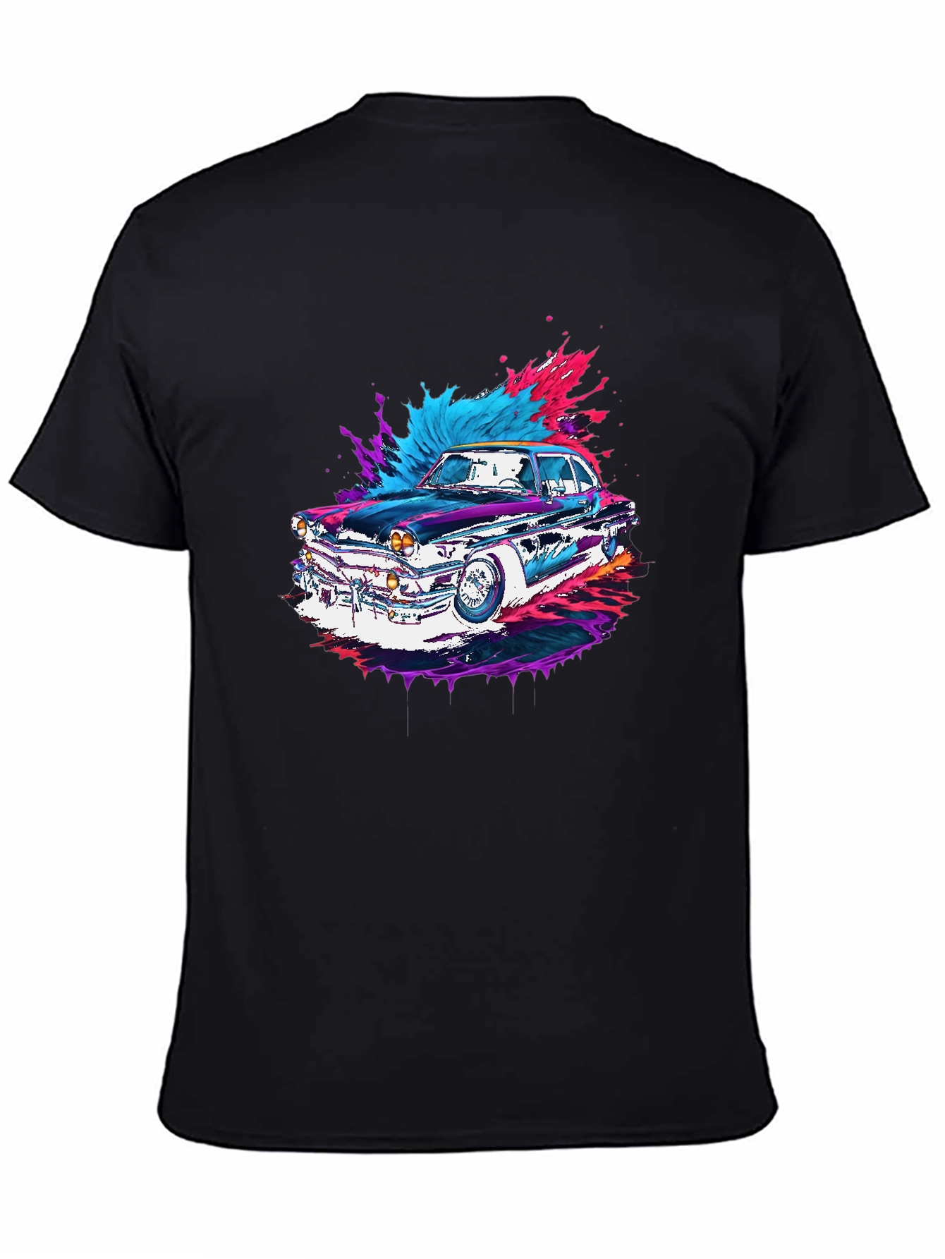 Classic Car Graphic Tee - Black Cotton Comfort