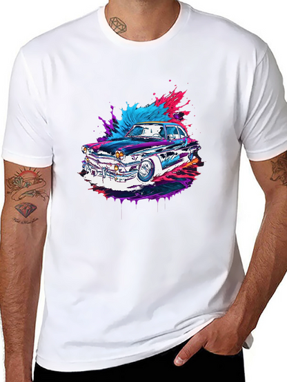Classic Car Graphic Tee - Black Cotton Comfort