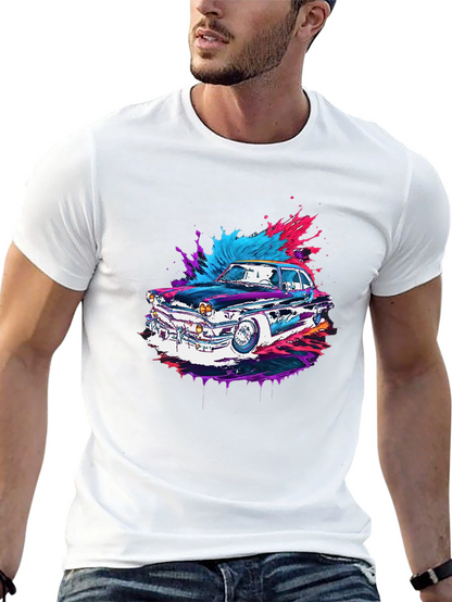 Classic Car Graphic Tee - Black Cotton Comfort