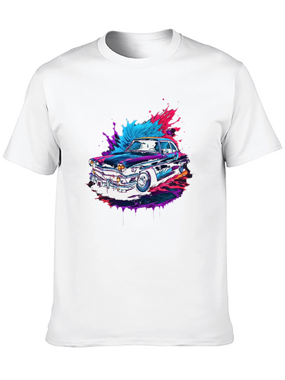 Classic Car Graphic Tee - Black Cotton Comfort