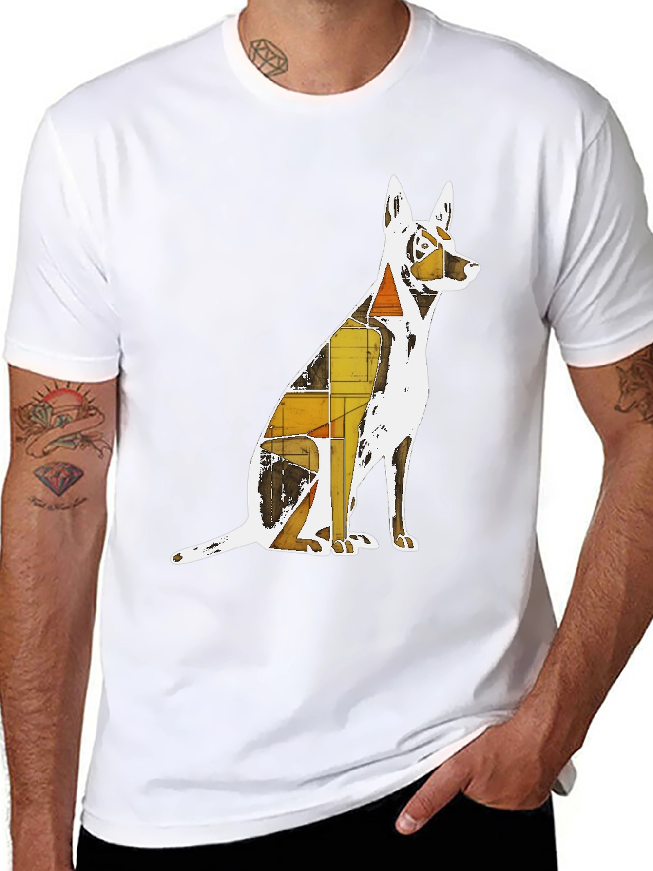 Abstract Dog Graphic T-Shirt - Stylish Unisex Tee