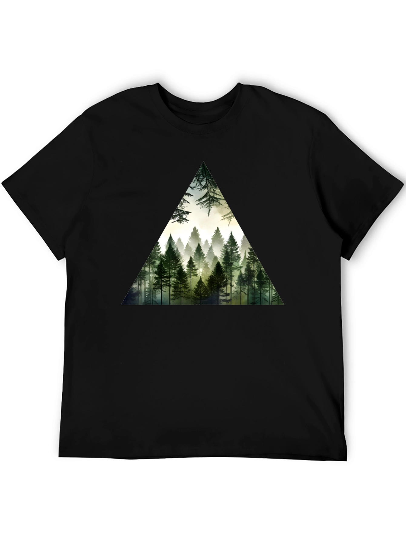 Forest Triangle Graphic Tee - Soft Black Cotton