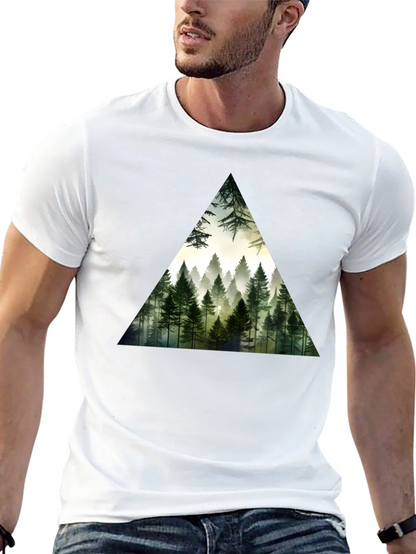Forest Triangle Graphic Tee - Soft Black Cotton