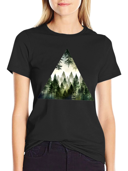 Forest Triangle Graphic Tee - Soft Black Cotton
