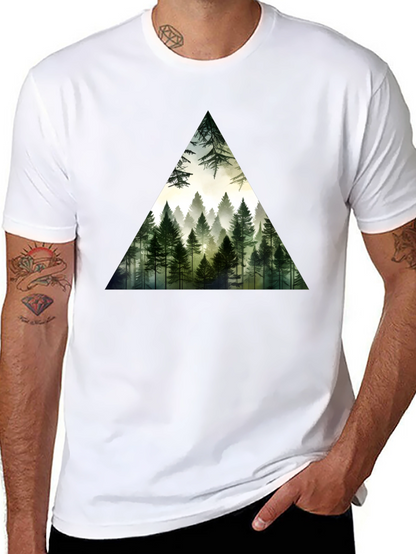 Forest Triangle Graphic Tee - Soft Black Cotton