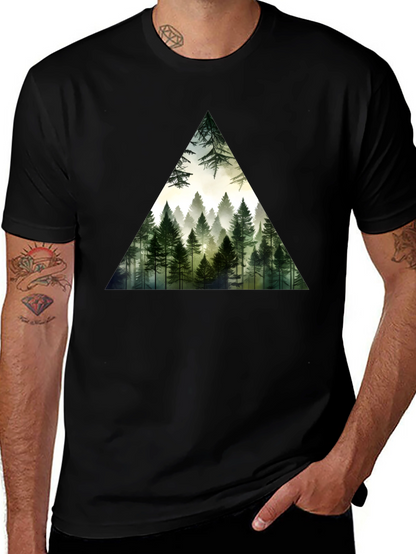 Forest Triangle Graphic Tee - Soft Black Cotton
