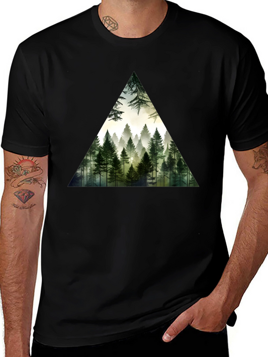 Forest Triangle Graphic Tee - Soft Black Cotton