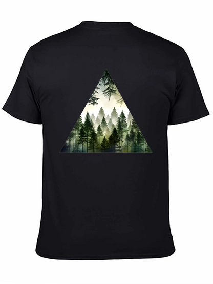Forest Triangle Graphic Tee - Soft Black Cotton