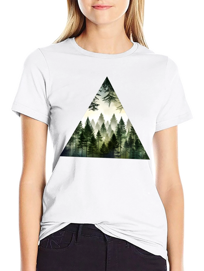 Forest Triangle Graphic Tee - Soft Black Cotton