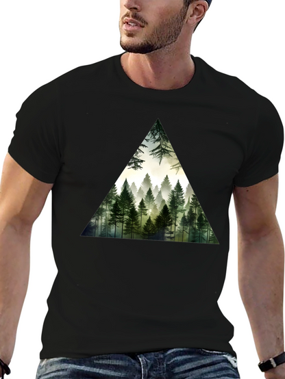 Forest Triangle Graphic Tee - Soft Black Cotton