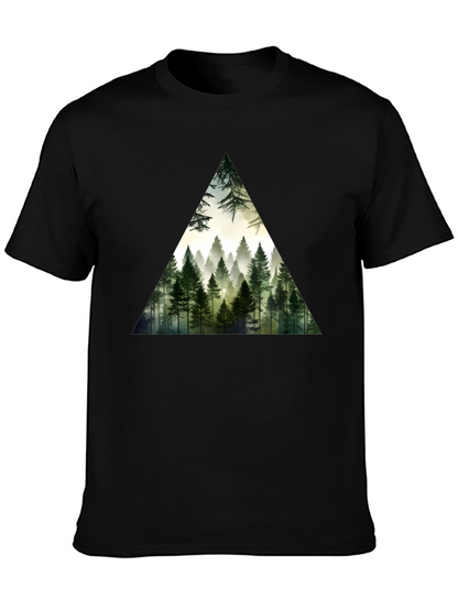 Forest Triangle Graphic Tee - Soft Black Cotton