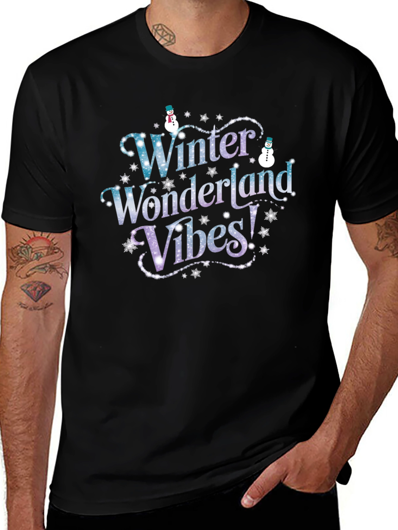 Winter Wonderland Vibes Black T-Shirt