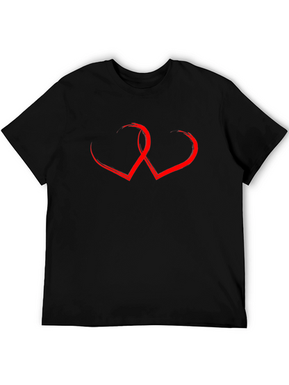 Black T-Shirt with Red Hearts Graphic