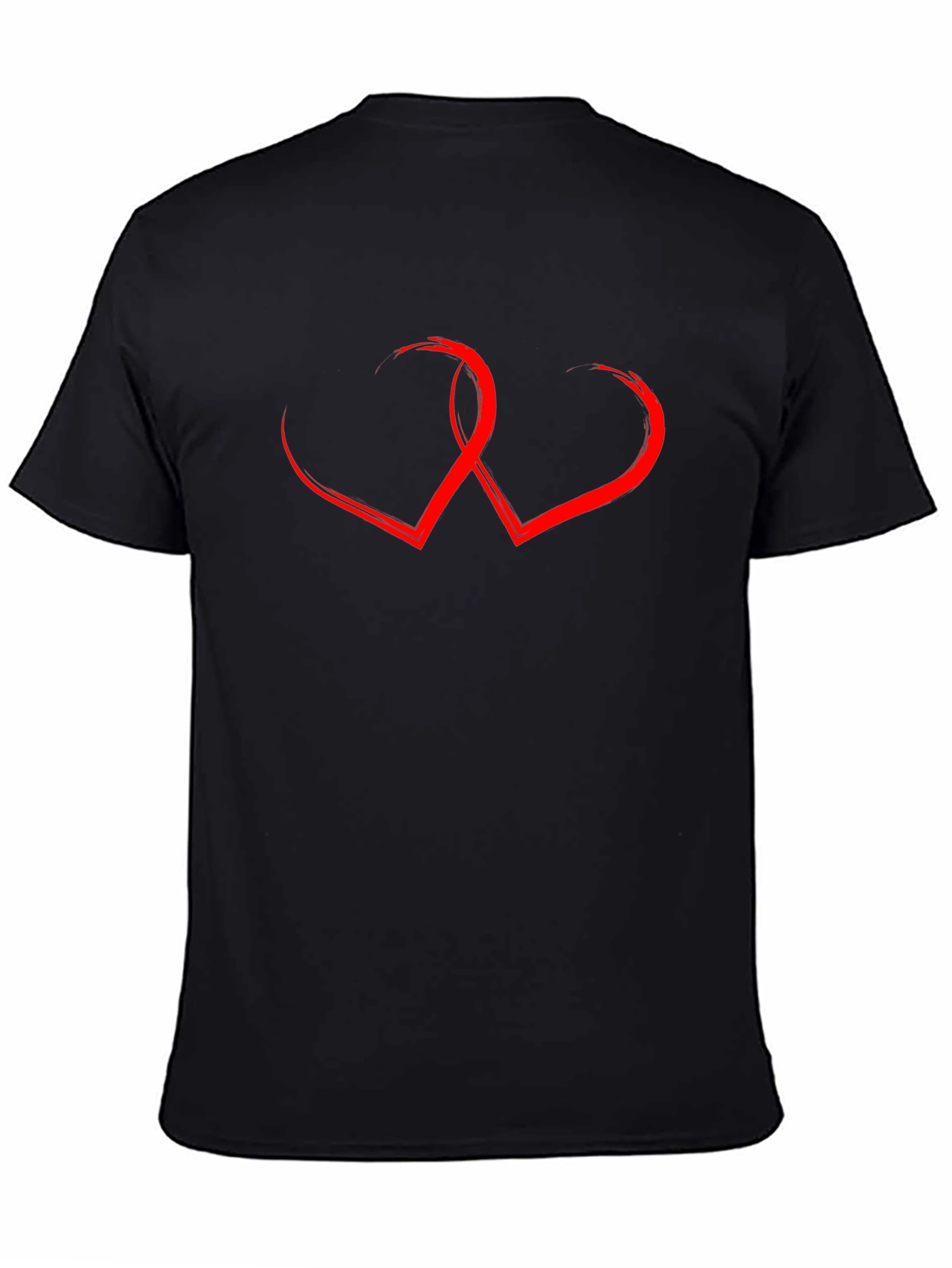 Black T-Shirt with Red Hearts Graphic