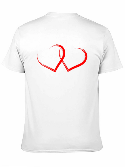 Black T-Shirt with Red Hearts Graphic
