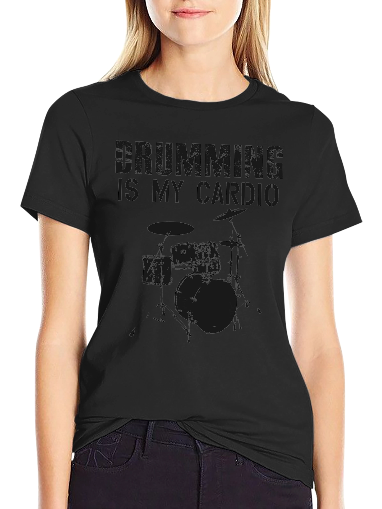 Drumming is My Cardio Black T-Shirt