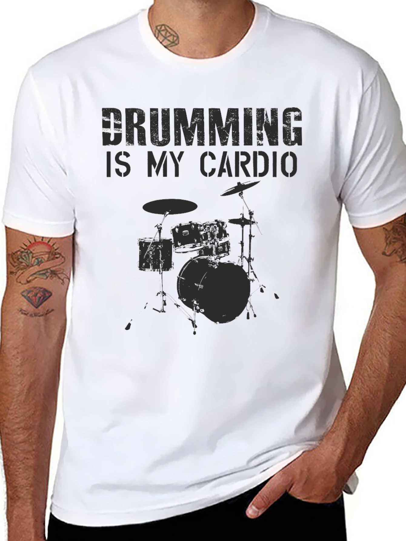 Drumming is My Cardio Black T-Shirt