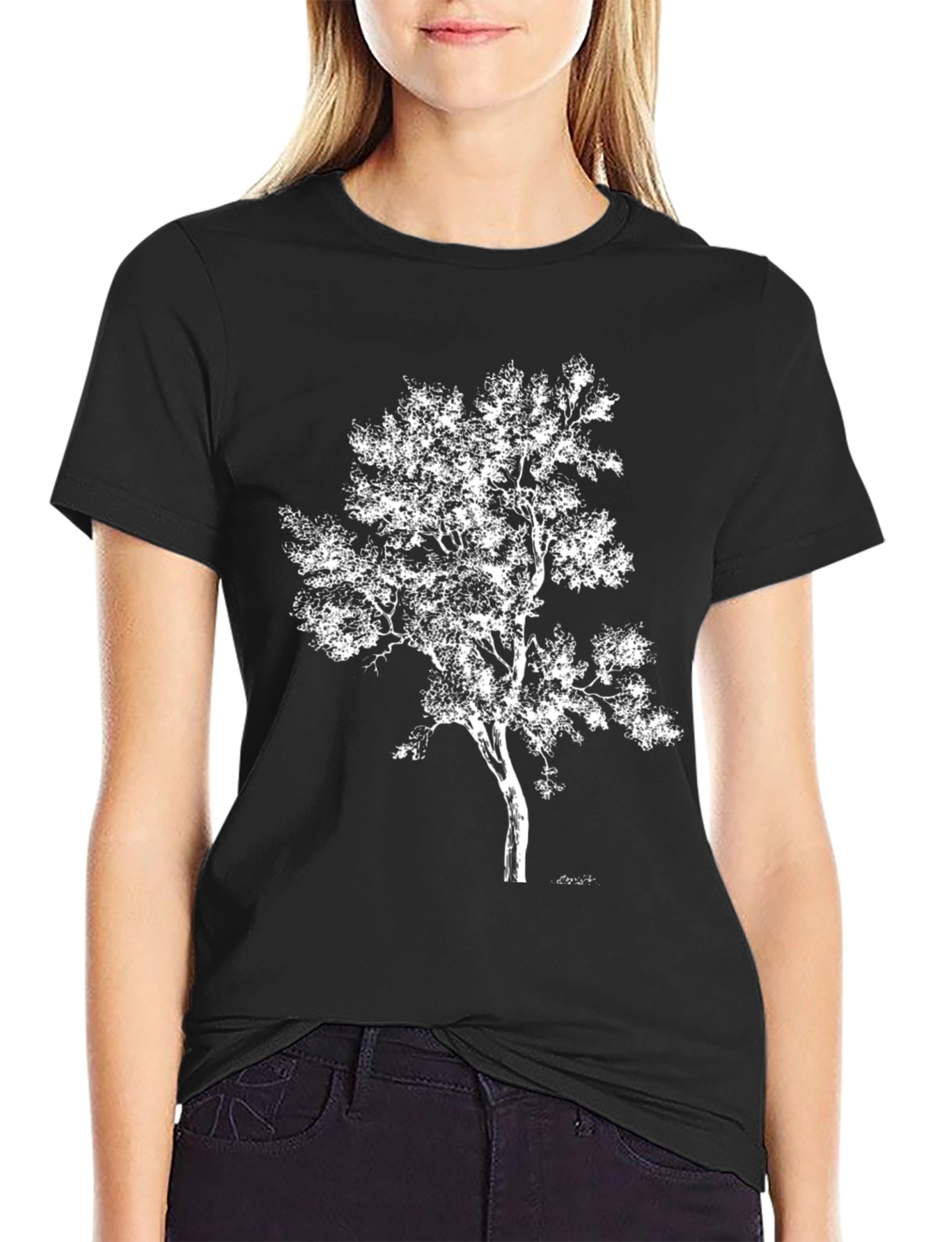 Nature Tree Graphic Black T-Shirt