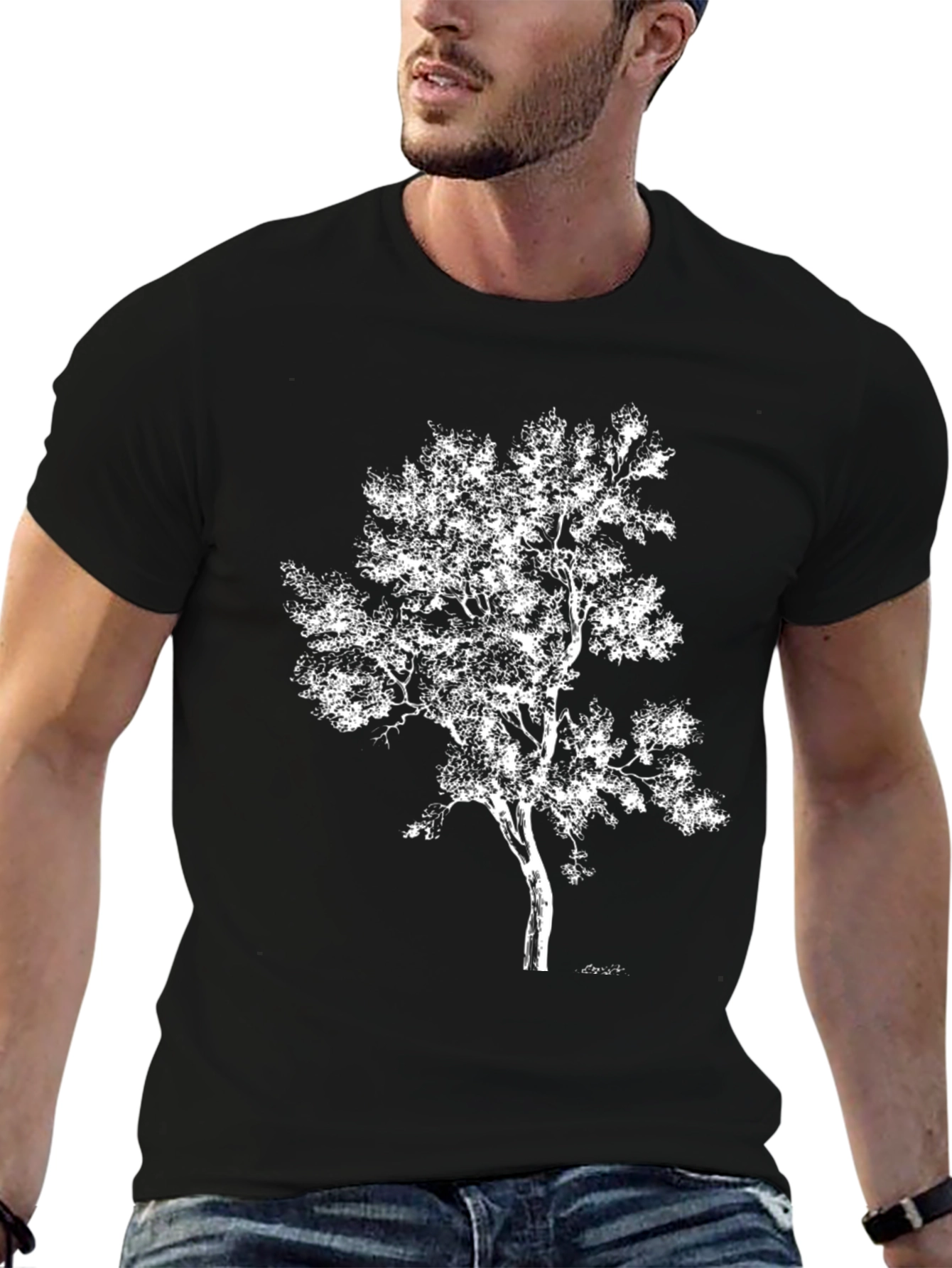 Nature Tree Graphic Black T-Shirt