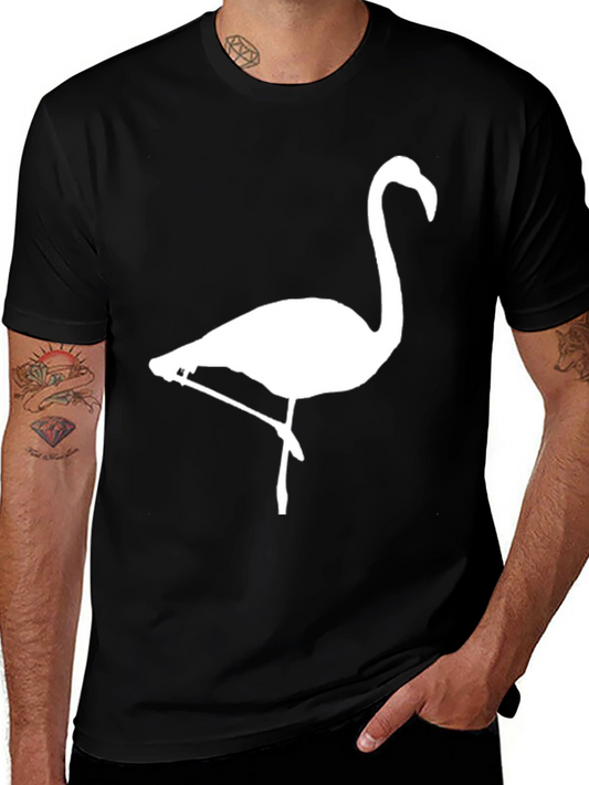Black T-Shirt with White Flamingo Graphic