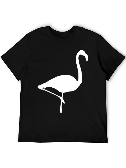 Black T-Shirt with White Flamingo Graphic