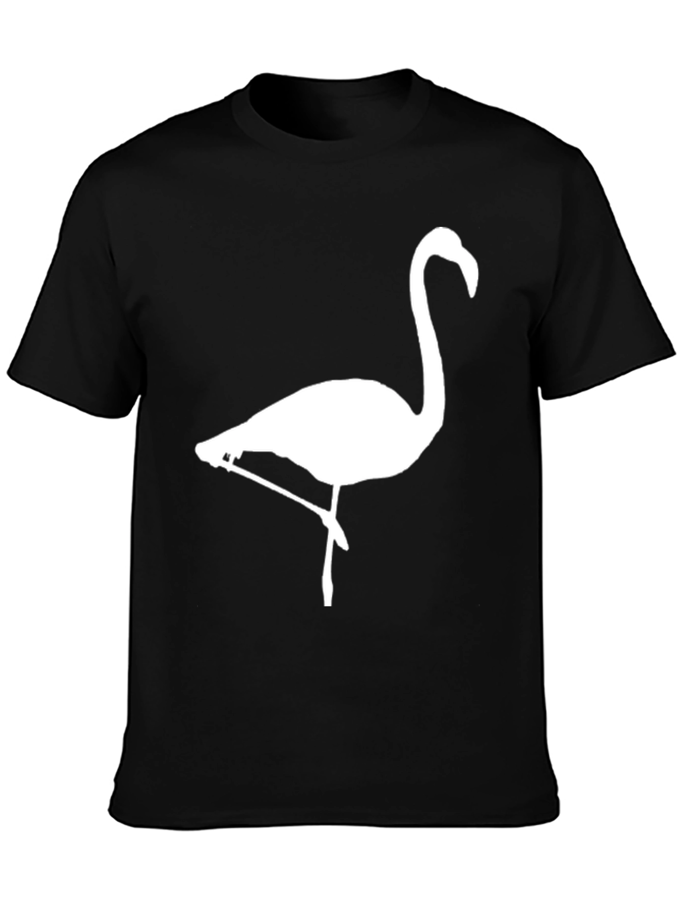 Black T-Shirt with White Flamingo Graphic