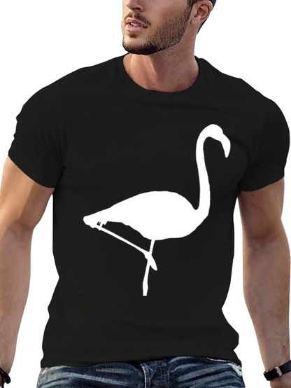 Black T-Shirt with White Flamingo Graphic