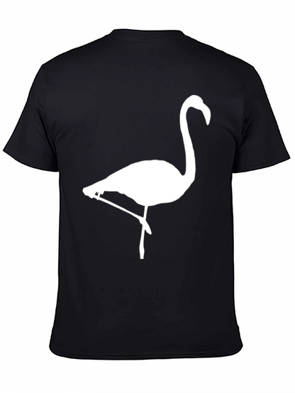 Black T-Shirt with White Flamingo Graphic