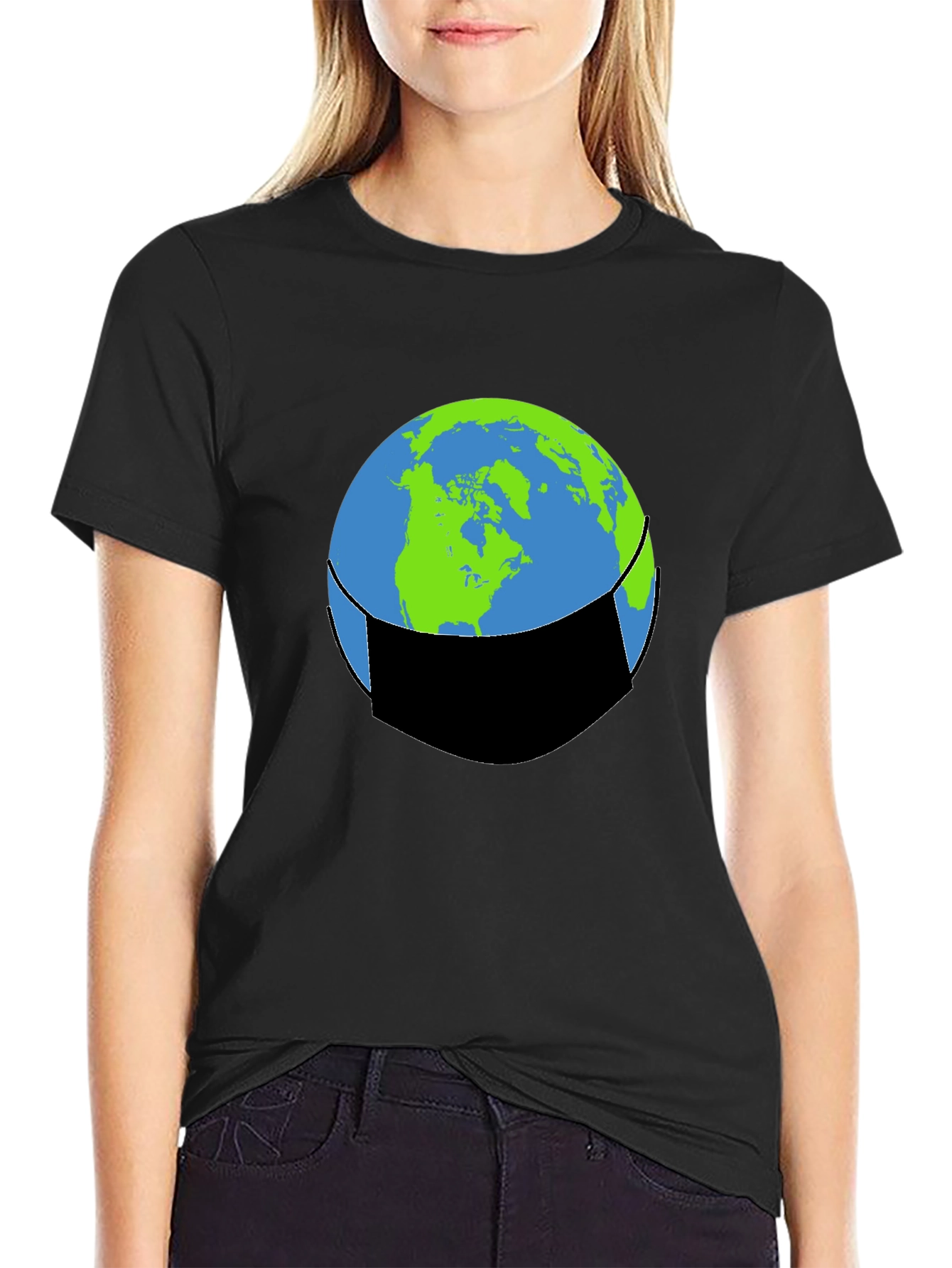 Earth Face Mask Graphic Tee - Protect Our Planet