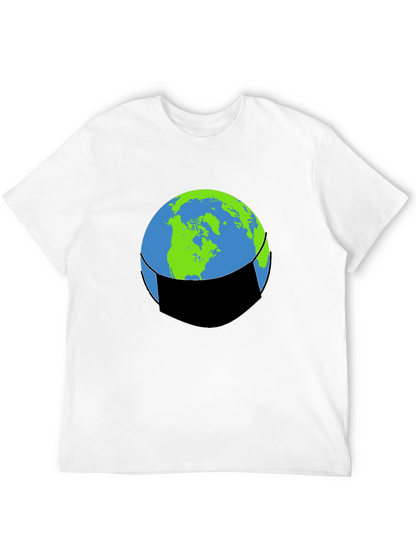Earth Face Mask Graphic Tee - Protect Our Planet