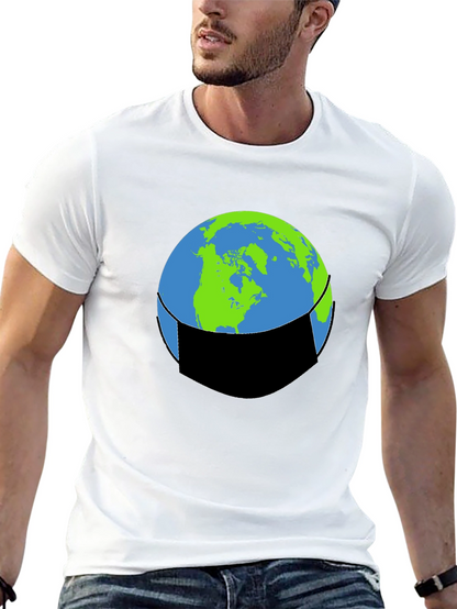 Earth Face Mask Graphic Tee - Protect Our Planet