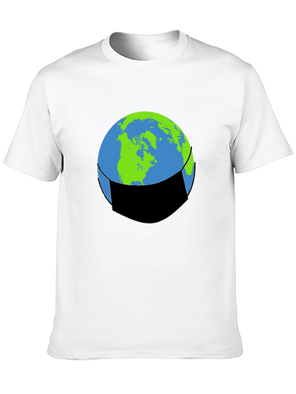 Earth Face Mask Graphic Tee - Protect Our Planet
