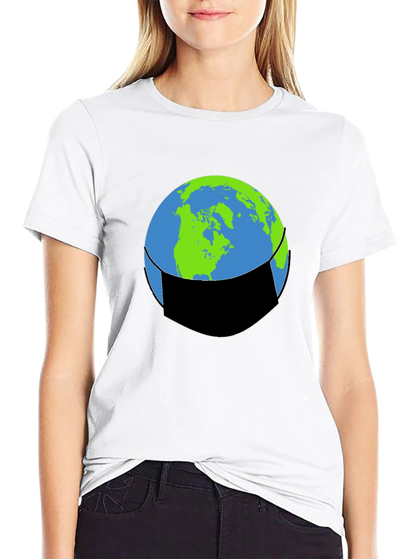 Earth Face Mask Graphic Tee - Protect Our Planet
