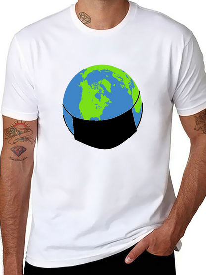 Earth Face Mask Graphic Tee - Protect Our Planet