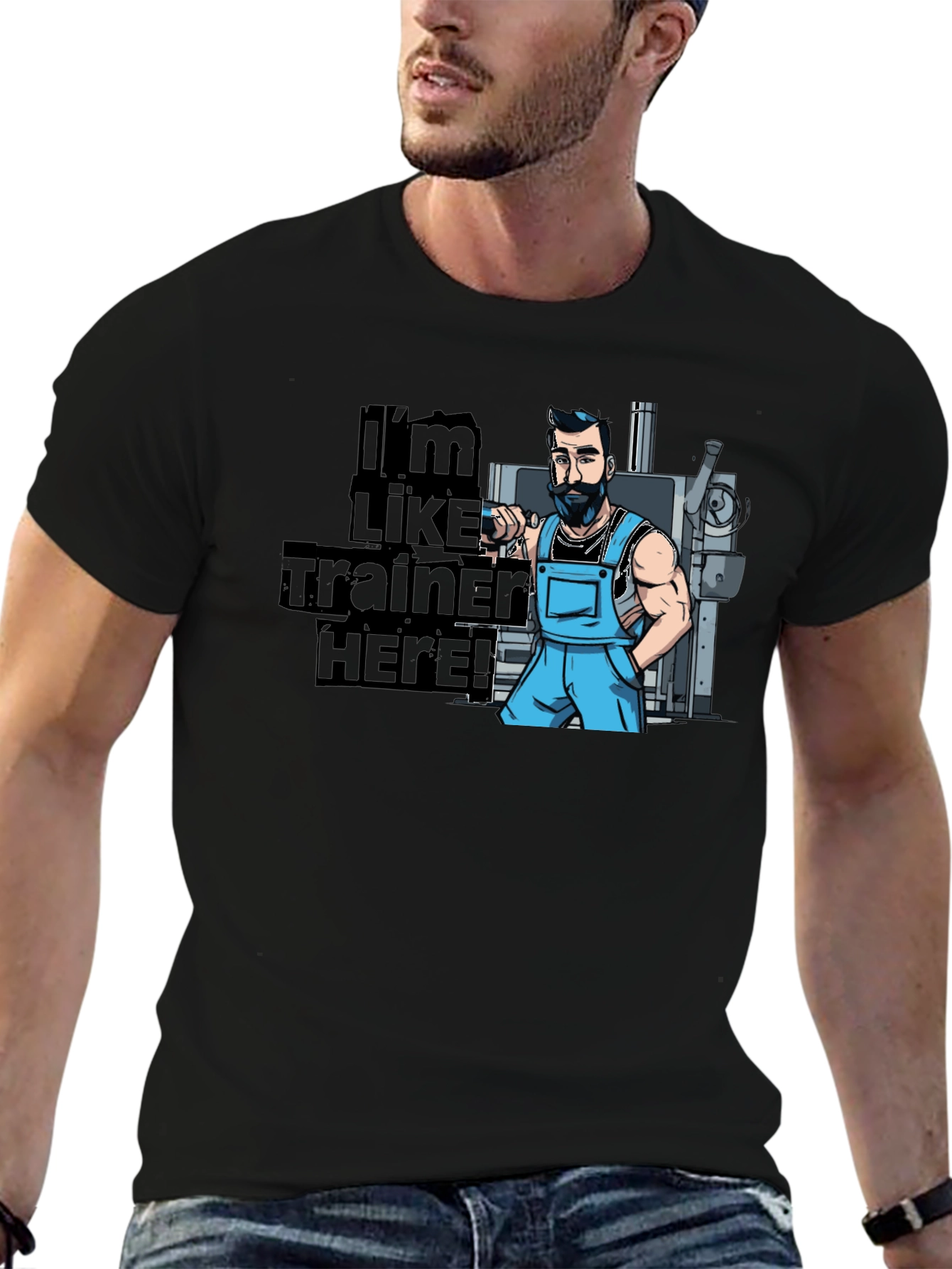Im Like Trainer Here! Black Graphic T-Shirt