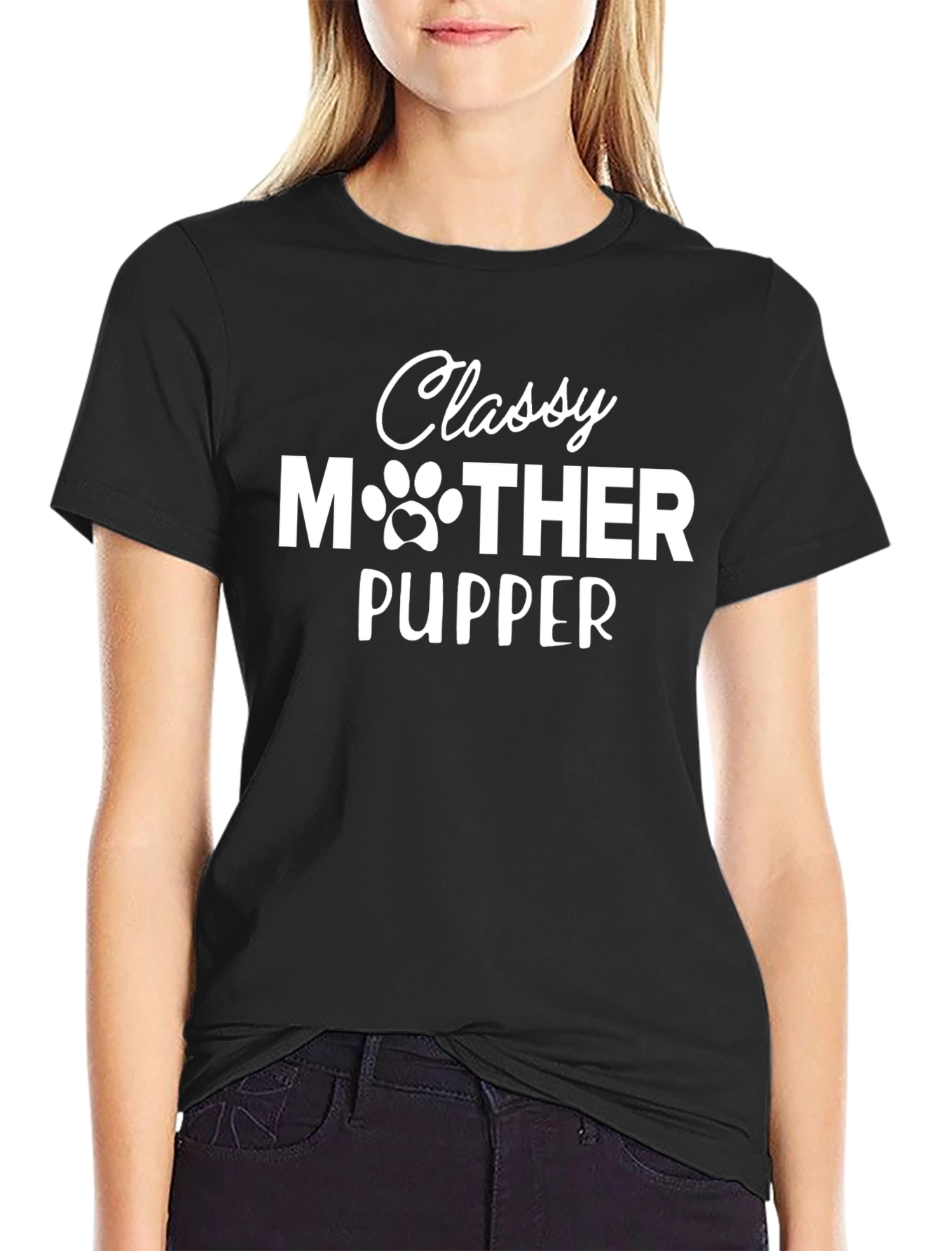 Classy Mother Pupper Black Graphic T-Shirt