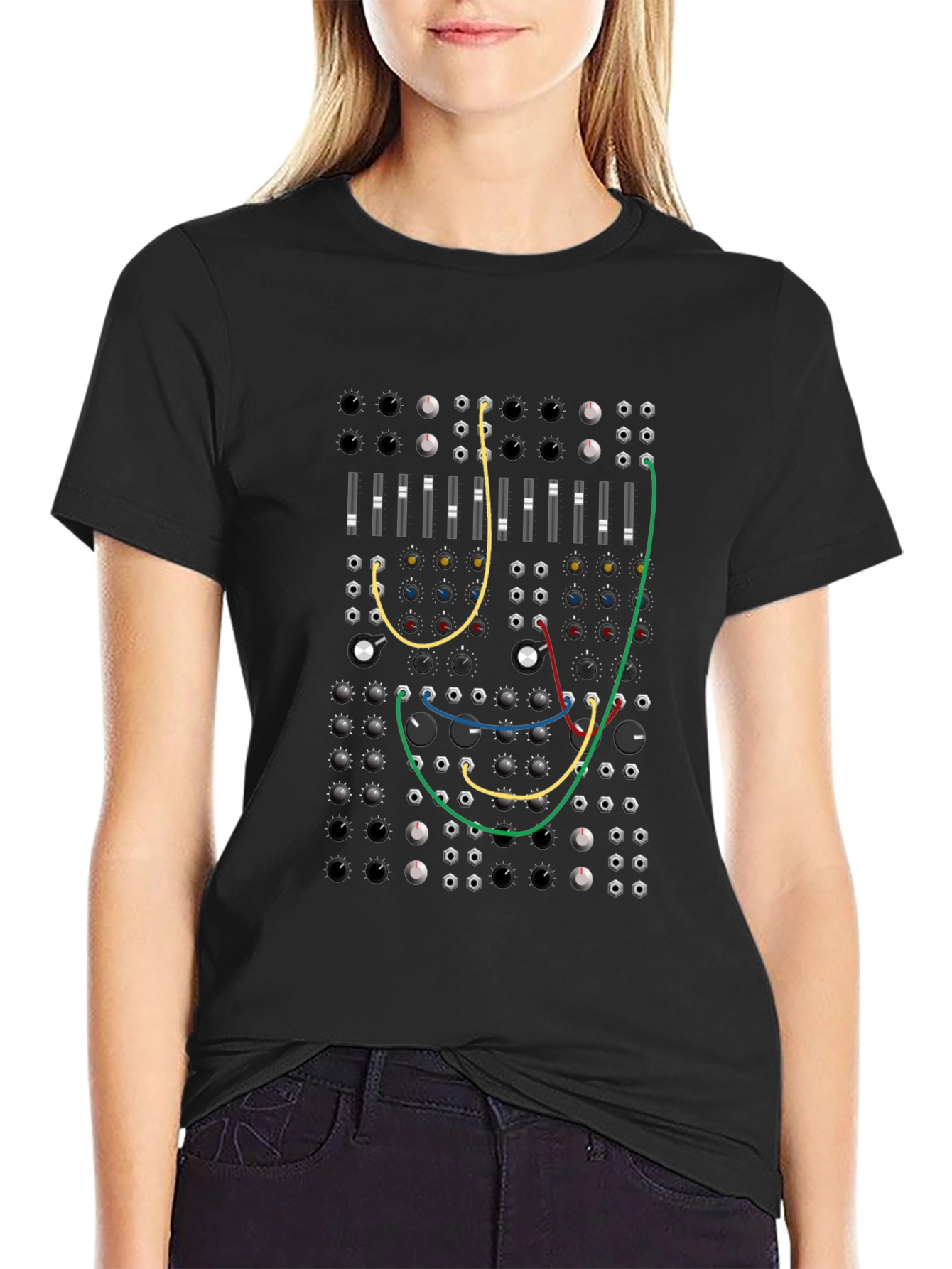 Modular Synth Graphic T-Shirt - Black