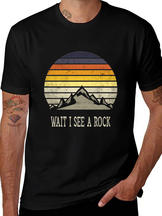 Wait I See a Rock T-Shirt - Mountains & Sunset