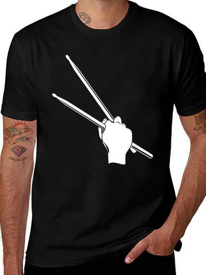 Drummer Graphic T-Shirt - Black Casual