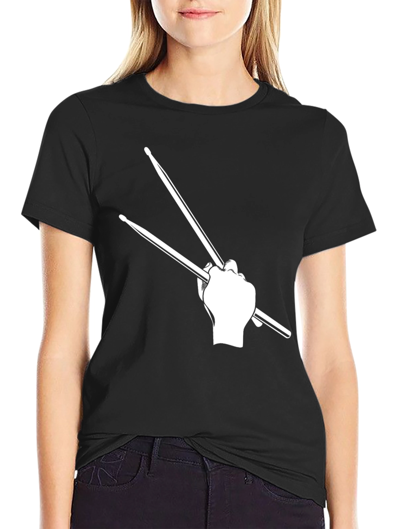 Drummer Graphic T-Shirt - Black Casual