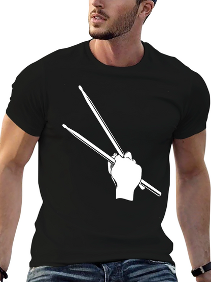Drummer Graphic T-Shirt - Black Casual