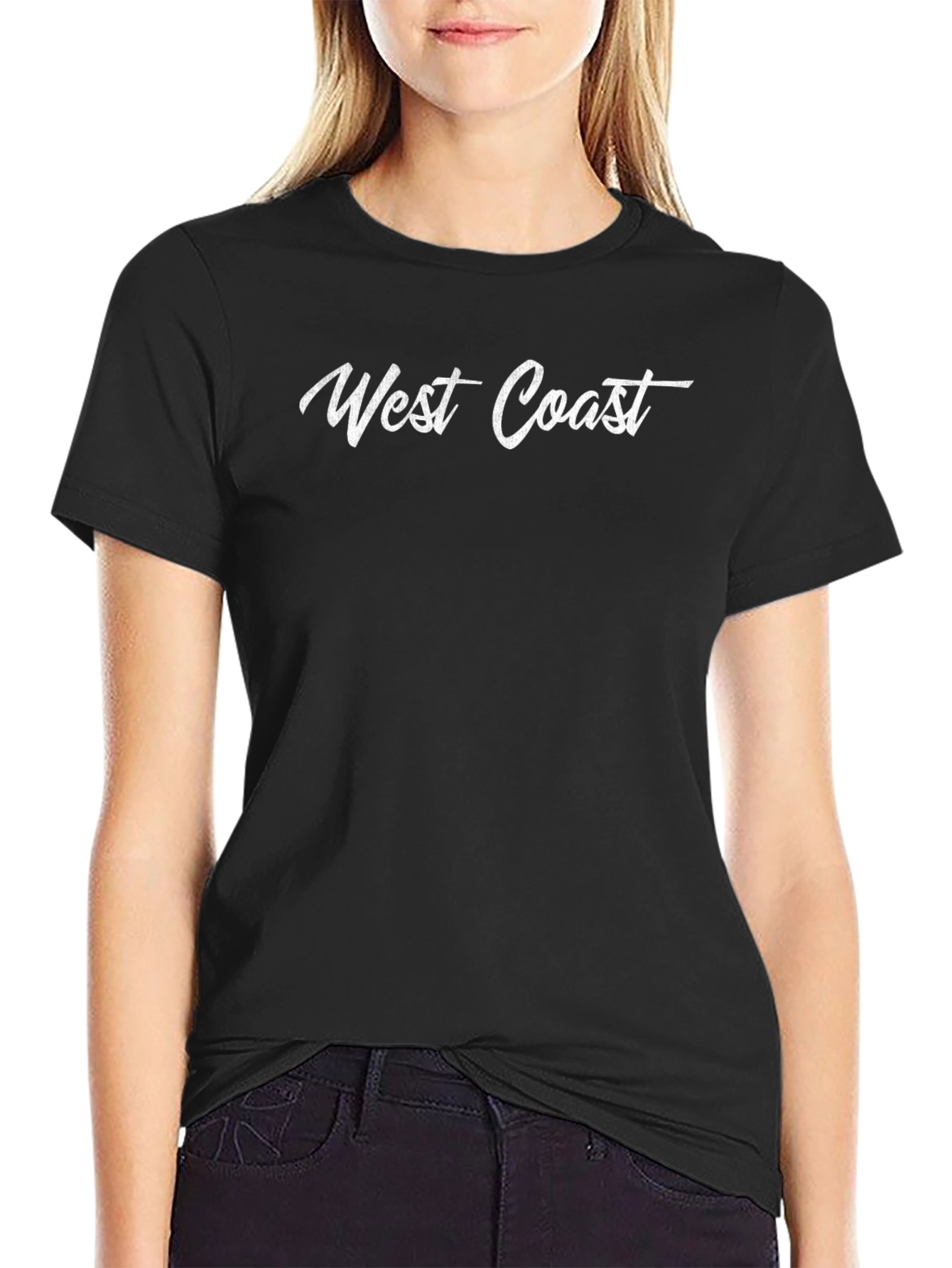 West Coast Graphic Tee - Black Cotton T-Shirt