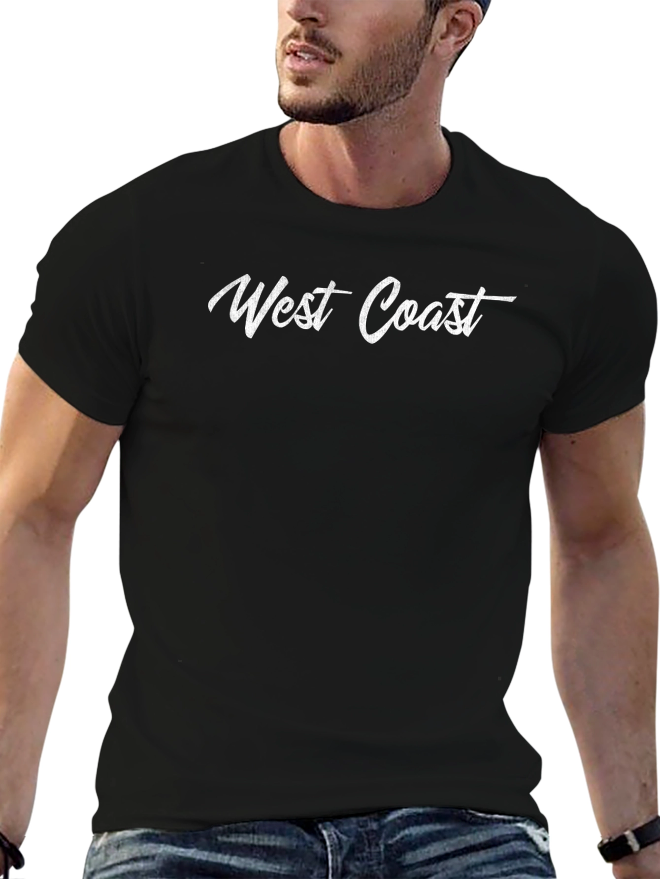 West Coast Graphic Tee - Black Cotton T-Shirt