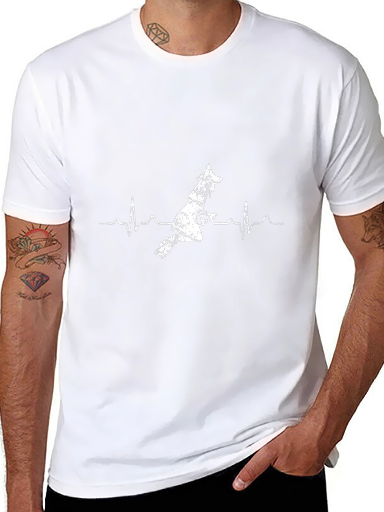 Witch Heartbeat Graphic Tee - Black Cotton Blend